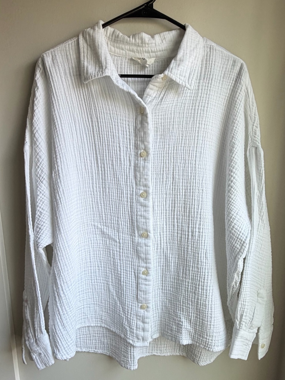 Lou & Grey White Textured Button-Down Shirt